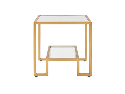 Podium Marble Side Table, Gold