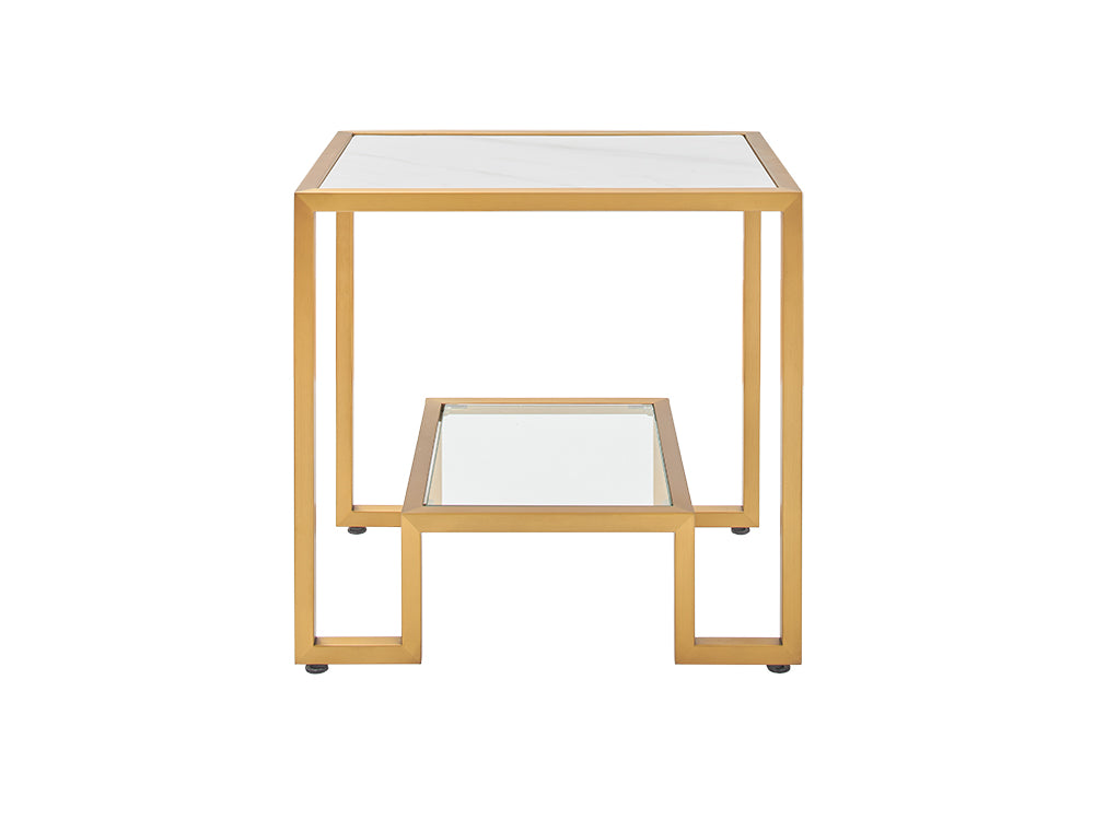 Podium Marble Side Table, Gold