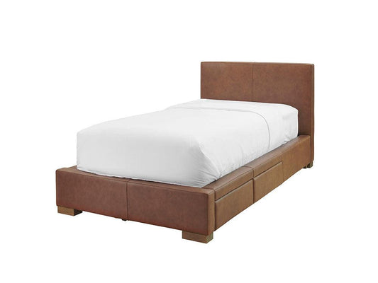 Moderna Bed With 2 Drawers Left Queen / Old Saddle Nut Leather / 2 Drawers Left