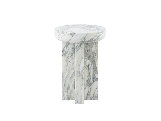 Massa Marble Side Table, Matt White