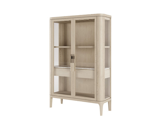 nude Display Cabinet, Marble Top, Tall, Natural
