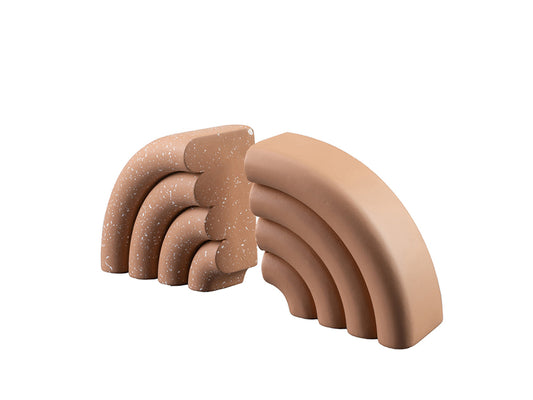 Rainbow Terrazzo Bookends, Terracotta