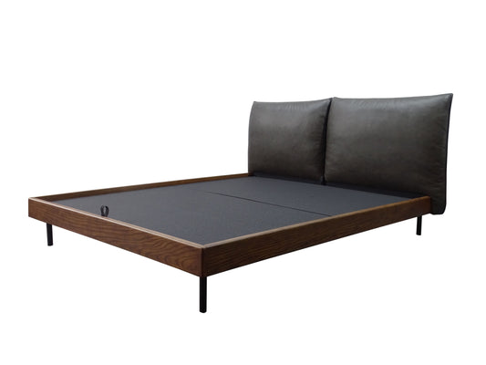 Miles Queen Bed, Parrot Grey Leather