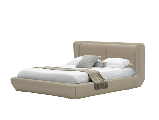 Nardo Leather Queen Bed, French Grey